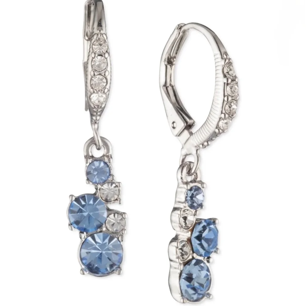 GIVENCHY Silver-Tone Scatter Cluster Blue Drop Earrings - Picture 4 of 5